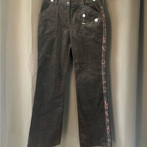 Trussardi Dark Corduroy Ladie’s Pants with Side Detailing